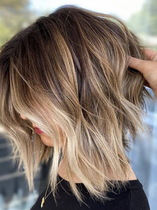 Balayage Highlights with Shoulder Length Cut 