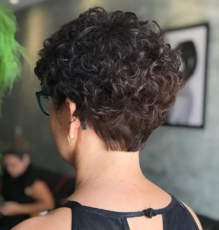 V-Shaped Curly Pixie Cut