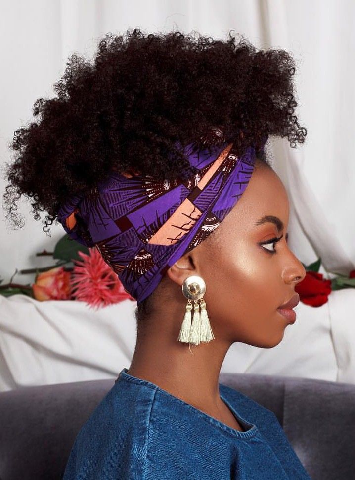 Natural Updo with Headwrap