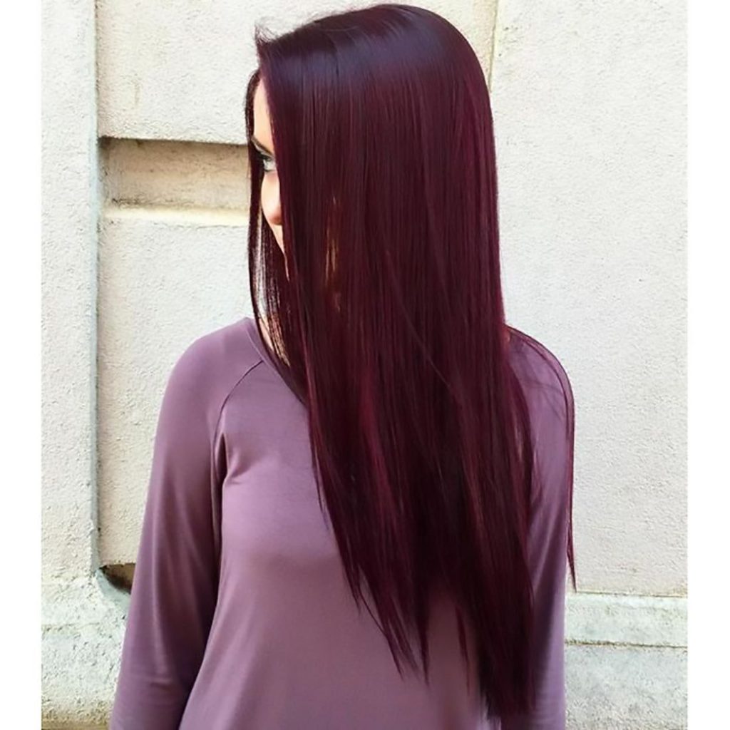Bright Burgundy with Sleek Hair